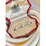 Wonderful Antique Boxed Diamond Bar Brooch Approx 85pts