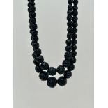 Amazing Antique Whitby Jet Carved Bead Necklace with DogClip Fastener