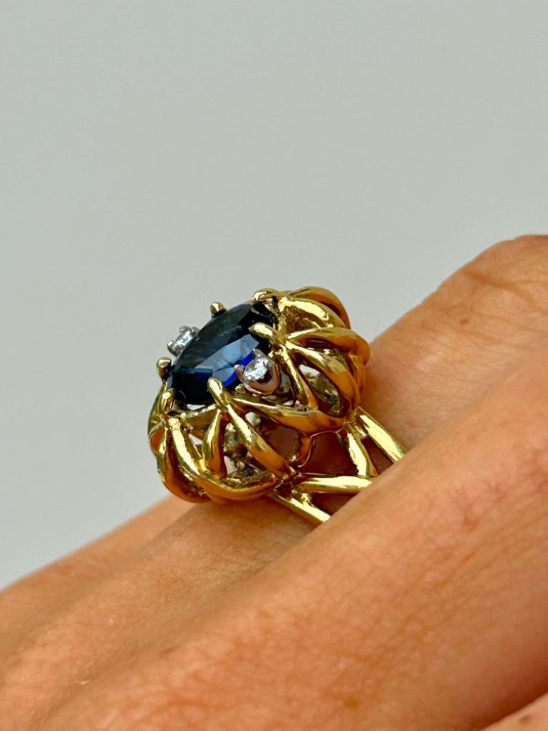 Vintage 18ct Yellow Gold Sapphire and Diamond Ring Band - Image 2 of 7