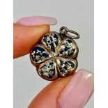 Antique Enamel in Memory of Gold Flower Locket Pendant