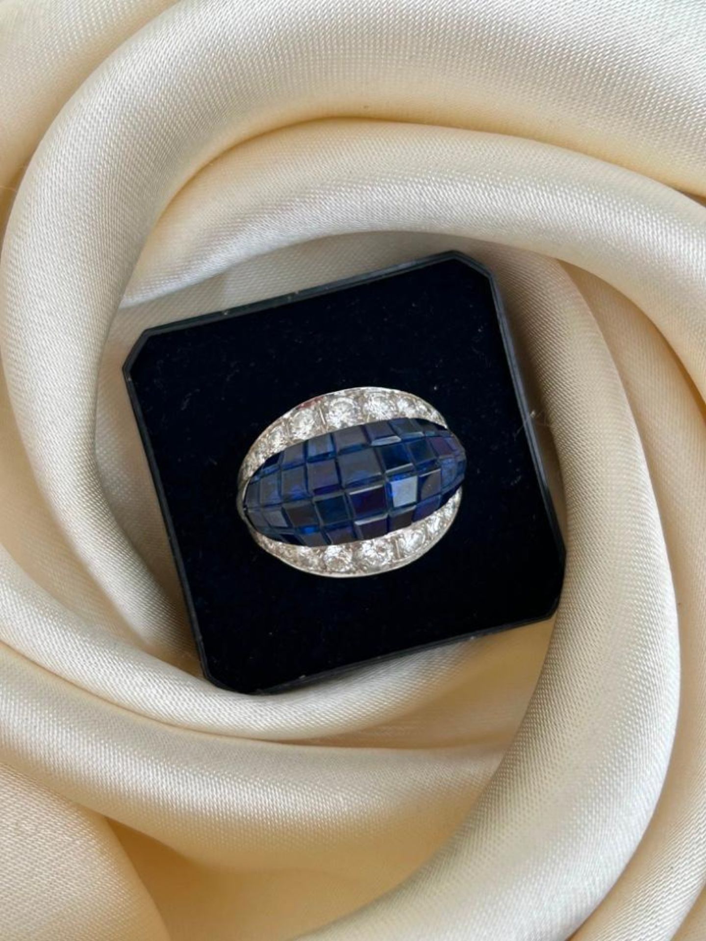 1940s Sapphire and Diamond “Schilling” Cocktail Ring in 18ct White Gold - Image 6 of 9