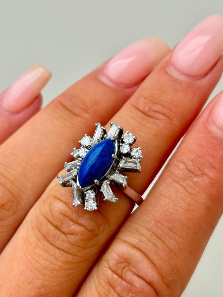 18ct White Gold Diamond and Lapis Lazuli Ring - Image 7 of 7
