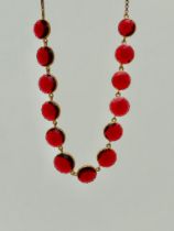 Large Red Stone Riviere Style Necklace