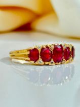 Chunky 18ct Yellow Gold Ruby and Diamond 5 Stone Ring