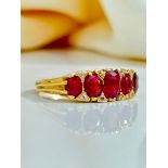 Chunky 18ct Yellow Gold Ruby and Diamond 5 Stone Ring