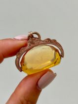 Large Gold Spinning Fob Seal Pendant