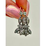 Antique Silver and Paste Drop Earrings