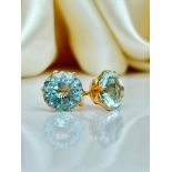 Huge 18ct Yellow Gold Aquamarine Stud Earrings