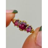 Yellow Gold Pink 3 Stone Ring