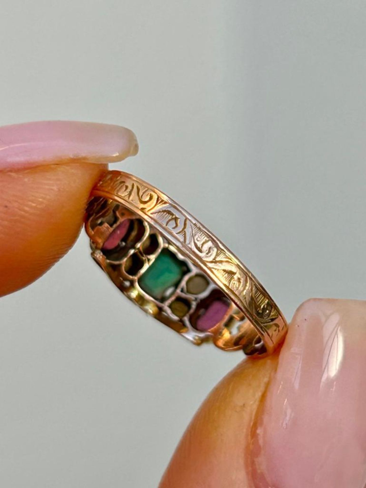 Unusual Antique Gold Multigem Stone Ring - Image 8 of 8