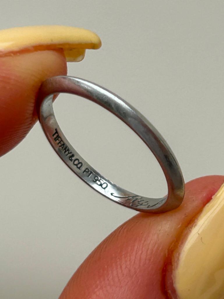 Amazing Tiffany Platinum 2mm Forever Band Ring Engraved - Image 4 of 9