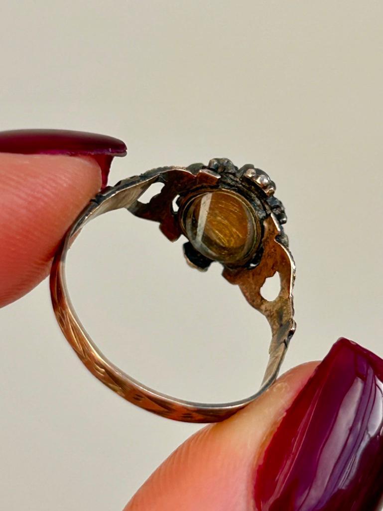 Antique 9ct Gold Garnet and Pearl Ring - Image 7 of 7