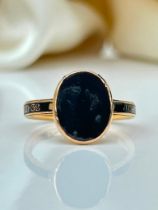 Antique Black Enamel Band and Gold Mourning Ring
