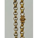 Georgian Textured Gold Barrel Clasp Necklace