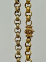 Georgian Textured Gold Barrel Clasp Necklace