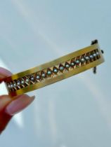 Antique 15ct Gold Pearl Wide Bangle Bracelet