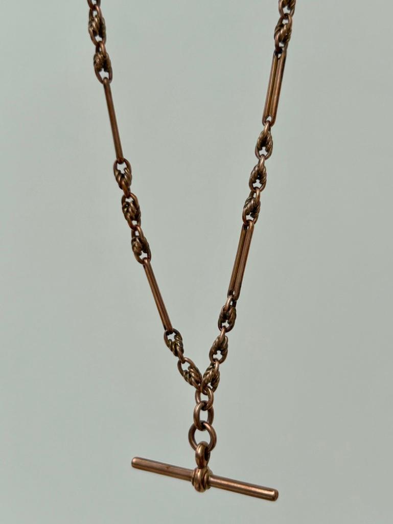 Antique Gold Double Albert Chain Necklace - Image 4 of 6