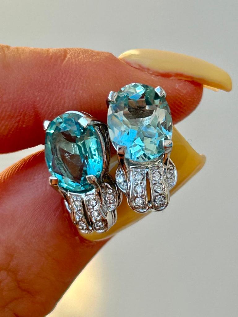 Outstanding Aquamarine and Diamond 18ct White Gold Large Earrings - Image 3 of 6