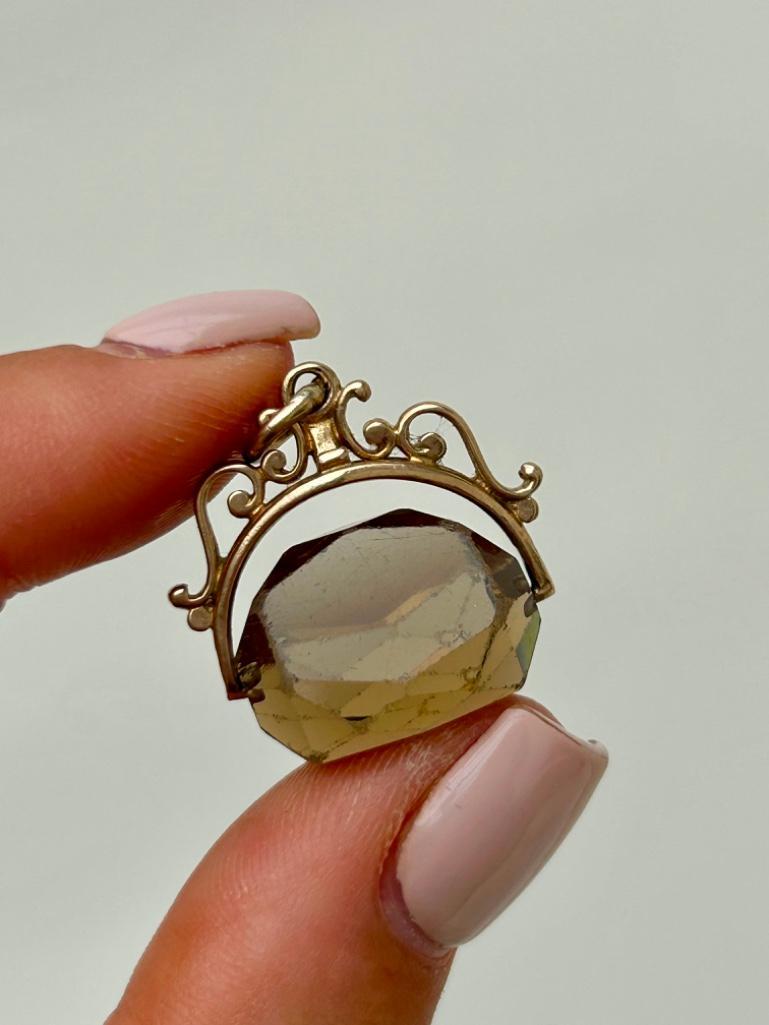 Gold Citrine Fob Swivel Pendant - Image 2 of 3