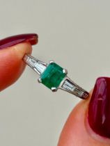 Emerald and Diamond Ring in Platinum