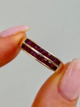 9ct Yellow Gold Ruby Double Row Ring