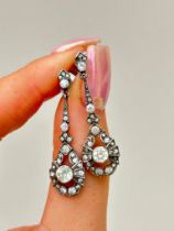 Antique Silver and Paste Drop Earrings