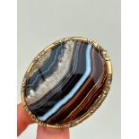 Huge Antique Banded Agate Brooch