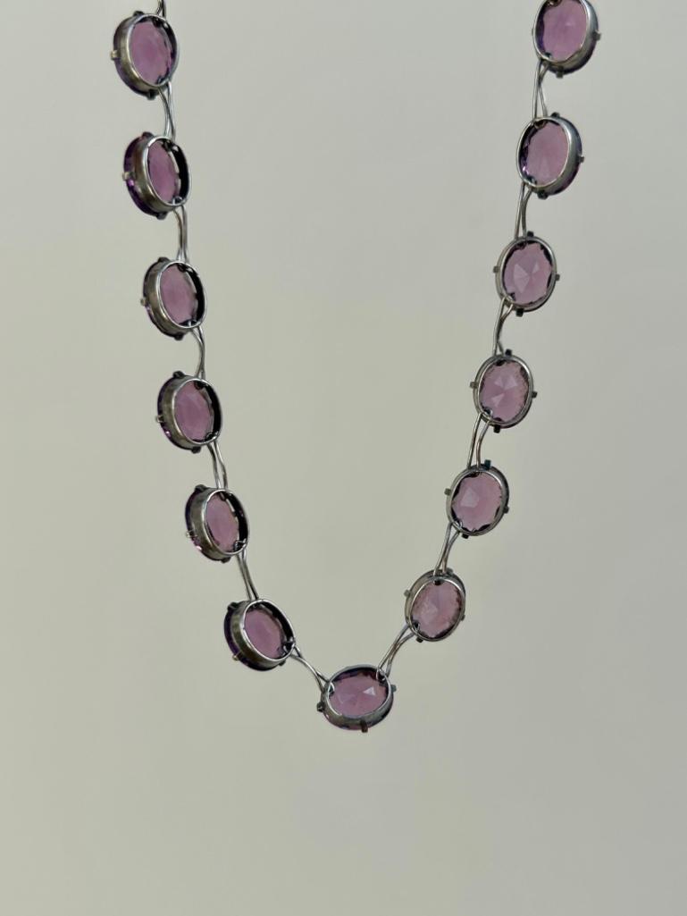 Wonderful Purple Paste Riviere Necklace - Image 4 of 5