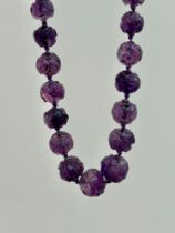 Amazing Carved Amethyst Long Bead Necklace