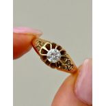 Antique 18ct Yellow Gold .50pt Diamond Belcher Ring C.1890