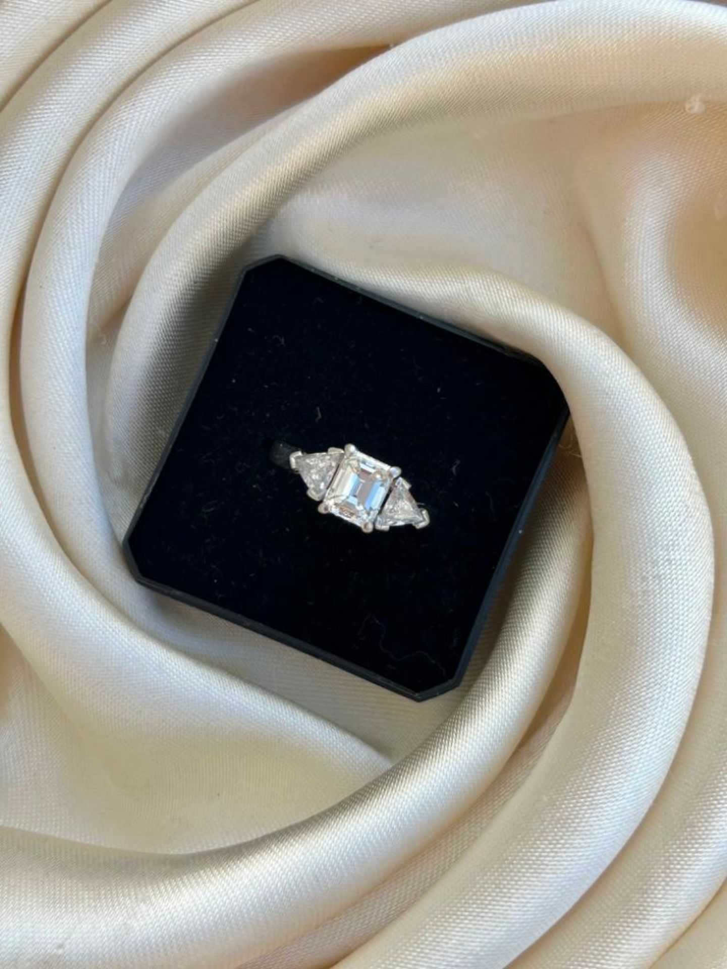 1.45 Carat Emerald Cut Diamond Ring Set in Platinum with Certificate - Image 9 of 9