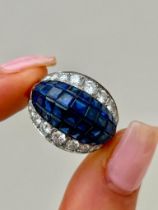 1940s Sapphire and Diamond “Schilling” Cocktail Ring in 18ct White Gold