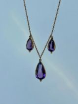 Antique Chunky Gold Amethyst Drop Necklace