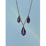 Antique Chunky Gold Amethyst Drop Necklace