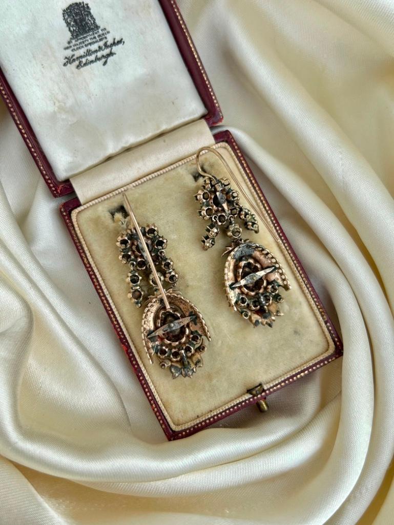 Antique Gold and Diamond Drop Earrings in Antique Box - Image 3 of 5