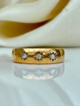 9ct Yellow Gold Diamond Triple Starburst Ring