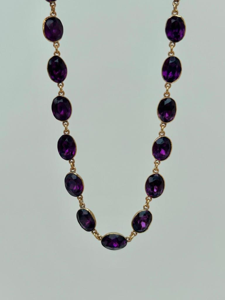 Antique Foiled Amethyst Riviere Necklace - Image 6 of 6