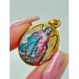 Rare Antique Enamel and Rose Cut Diamond Locket Pendant in Antique Velvet Box