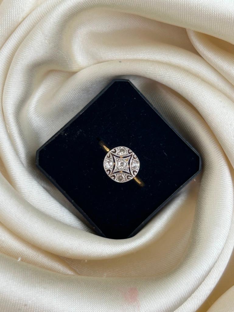 Amazing Art Deco Era 18ct Yellow Gold x Platinum Diamond Ring - Image 5 of 7
