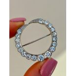 Large Diamond Crescent Brooch Approx 3.70 carats 18ct White Gold