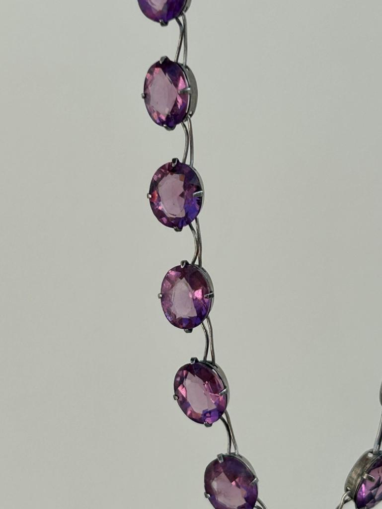 Wonderful Purple Paste Riviere Necklace - Image 3 of 5