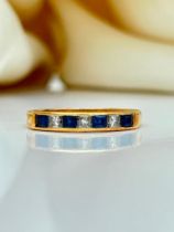 Vintage 18ct Yellow Gold Sapphire and Diamond Half Hiop Ring