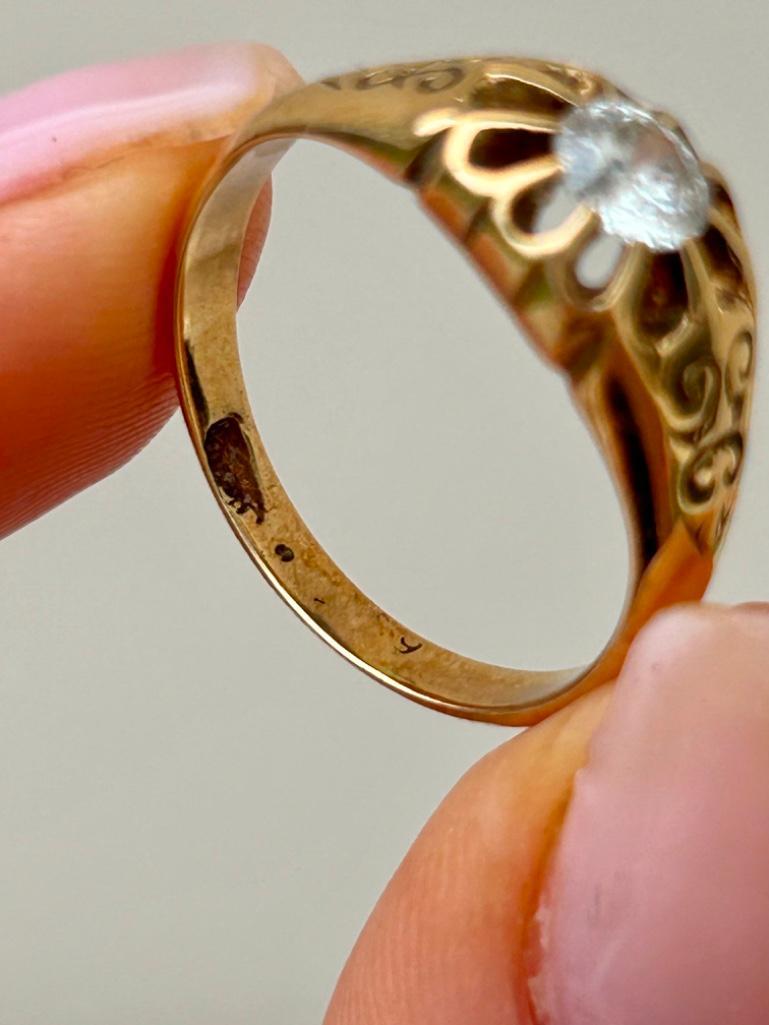 Antique 18ct Yellow Gold .50pt Diamond Belcher Ring C.1890 - Bild 6 aus 8