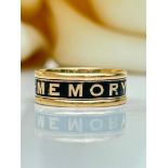 Antique 18ct Yellow Gold Black Enamel In Memory of Mourning Band Ring