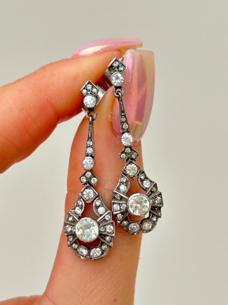Antique Silver and Paste Drop Earrings - Image 5 of 5