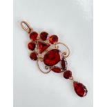 Antique Flat Cut Garnet Pendant in Gold