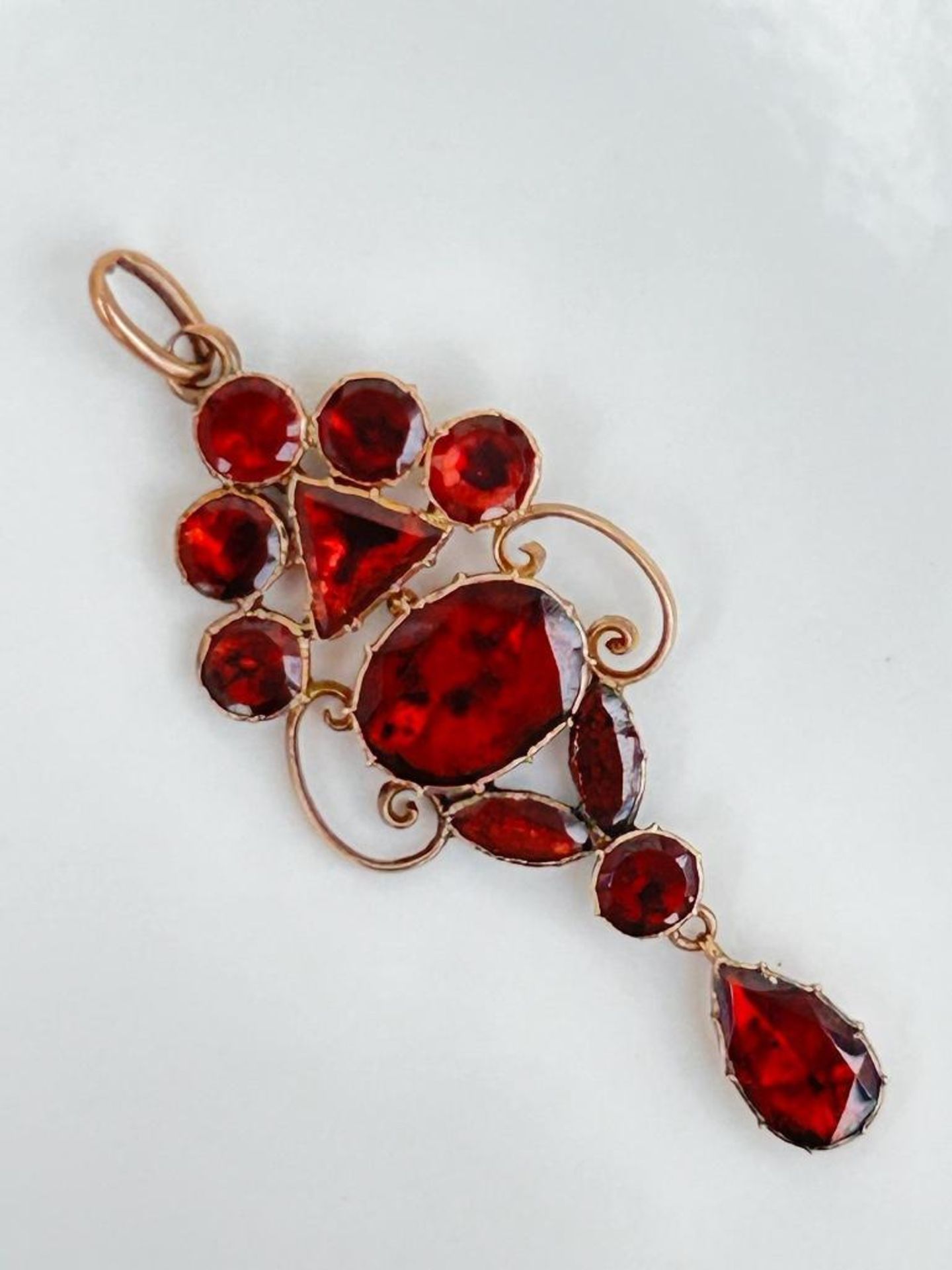 Antique Flat Cut Garnet Pendant in Gold