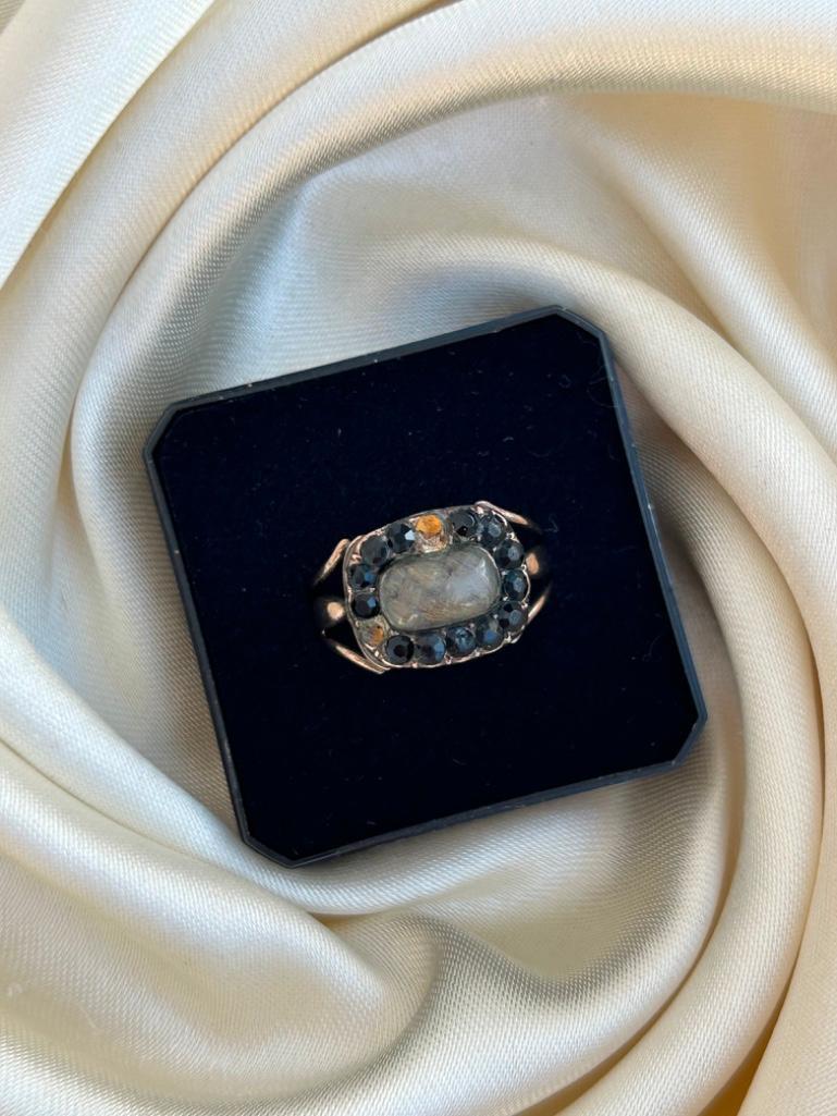 Georgian Era Gold Crystal and Jet Ring - Image 6 of 6