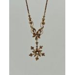 Antique 15ct Gold Pearl Flower Necklace with Detachable Pendant