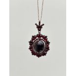 Antique Cabochon Garnet Pendant on 9ct Gold Chain